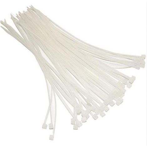 100 FASCETTE AUTOSERRANTI NYLON BIANCHE MM.7,5x300 CABLAGGIO CAVI FERR 93026 (1/2)
