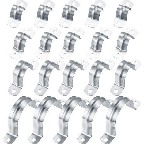 [NIE BENUTZT]20 Stück Rohrschellen 304 Edelstahl, 16mm/20mm/32mm/50mm U-Rohr Klemmring zur Befestigung, Schlauchschelle für Gasrohre Kunststoffrohre Stahlrohre (1/4)