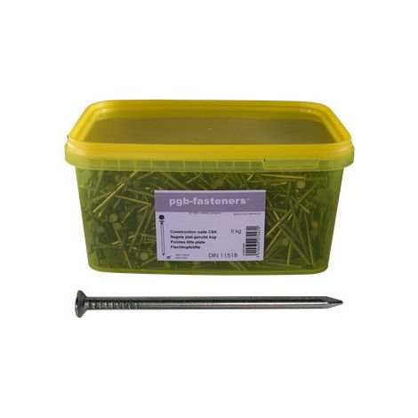 Seau de 5 KG De Pointes Tête plate Acier brut 3,5X70-1 pièce