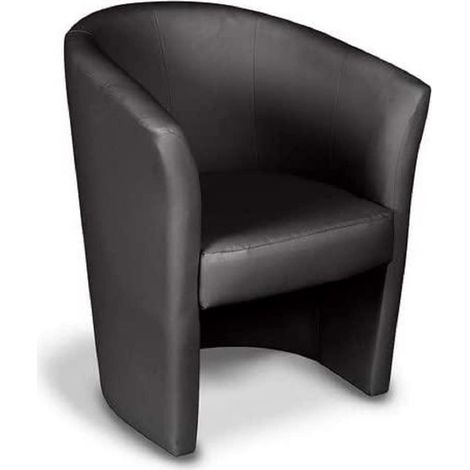 Fauteuil Abrera, Fauteuil de salon, Siège rembourré, Chaise avec accoudoirs en simili cuir, 64x63h76 cm, Noir (1/3)