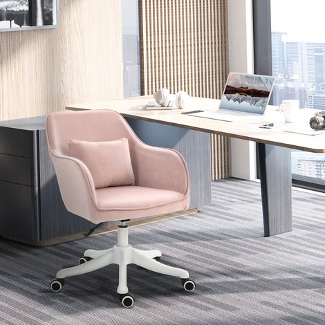 Fauteuil de bureau avec fonction massage, fauteuil de direction ergonomique, réglable en hauteur, pivotant à 360°, fauteuil d'ordinateur, aspect velours, rose
