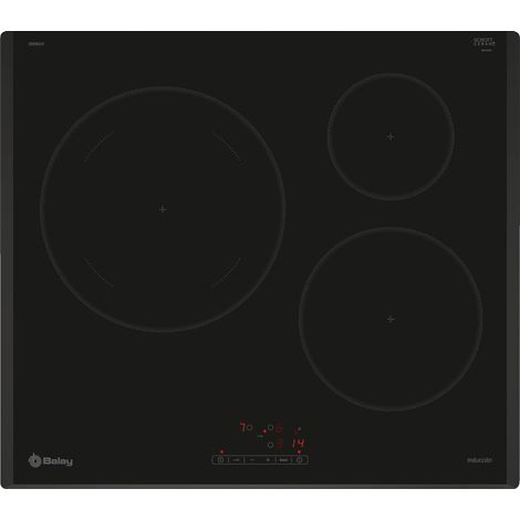 Placa de Inducción 60cm 3 Zonas Fuego 28cm BALAY 3EB965LR Negr