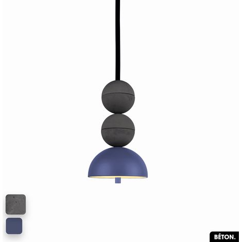 Lampe de suspension en béton - BOSFOR CONCRETE ANTHRACITE - INDIGO 2 BALLES LED 14W (1/3)