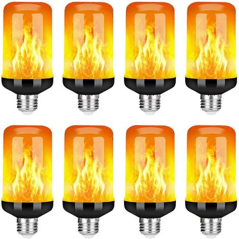 8 ampoules LED E27 à effet flamme, ampoules décoratives clignotantes à effet flamme réaliste, guirlandes lumineuses festives, noir - BEK (1/5)