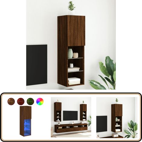 Meuble TV avec lumières LED chêne marron 30,5x30x102 cm - Meubles Tv - Meuble Tv - Support Tv - Meuble Hifi - Luminaire Led