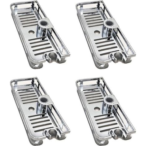 Organizador de baño multifuncional 4X con barra elevadora, soporte extraíble, no requiere perforación, jabonera, estante de ducha, bandeja de almacenamiento.