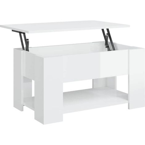 Maison Exclusive - Tavolino Salotto Bianco Lucido 79x49x41 cm in Legno Multistrato (1/5)