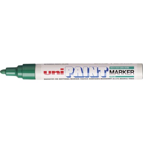 UNI-BALL Marcatore vernice a base di olio indelebile - punta media a sfera - corpo in metallo - colore Verde scuro - UNI PAINT - PX20 VF (1/2)