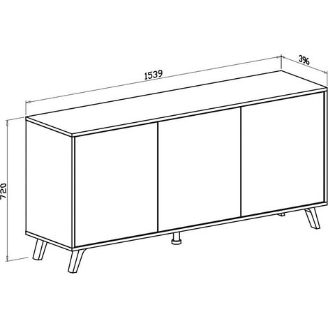 Credenza Moderna Madia 3 Ante Senza Maniglie Design Minimal Con Piedini RialzatiPer Soggiorno Ingresso Corridoio Salotto 154 x 72 x 40 Cm Bianco e Rovere - Colore: Bianco e grigio cemento (1/2)