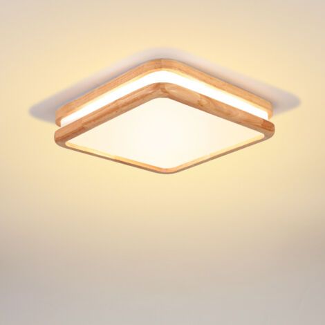 royaluxe- Plafonnier carré en bois LED 30x30cm – Lumière 4500K – Économie d'énergie – Pour salons, chambres, bureaux – Norcks