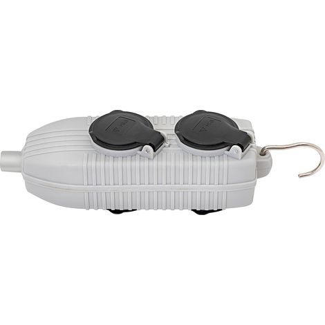 Bloc de prises électriques mobiles avec clapets 4 prises POWERBLOCK - Gris