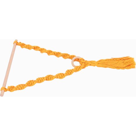 Porte-essuie-tout en tissu tricoté, en corde de chanvre, avec pompon, pour suspendre des photos et autres accessoires de rangement - Jaune (1/5)