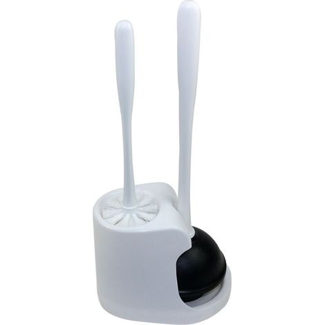 Ensemble de Déboucheur Ventouse et Brosse WC pour Le Nettoyage de la Salle de Bain, Blanc, 1 Ensemble (1/5)