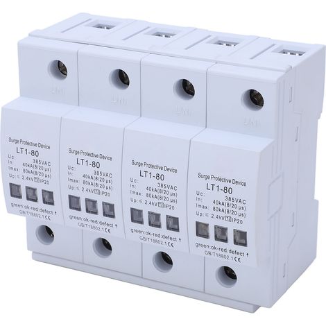 Überspannungsschutzgerät für Wechselstrom, modulares Design, flammhemmend, schnelle Ansprechzeit, Schienenmontage, 4-poliger Überspannungsableiter 40–80 kA 385 V (1/5)