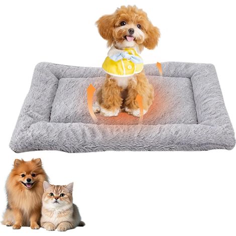 1 Coussin pour Chien M 55x75 cm Tapis pour Animaux Doux Lit pour Chat Gris Salon (1/5)