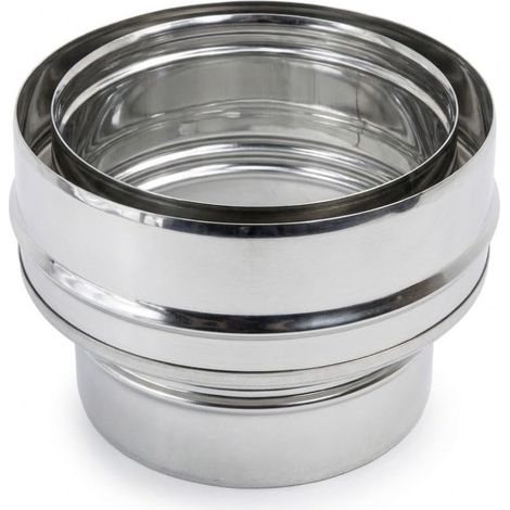 Maka Aumento Piatto Canna Fumaria Doppia Parete Aria Inox Inox Ø 80 a 100 mm (1/5)