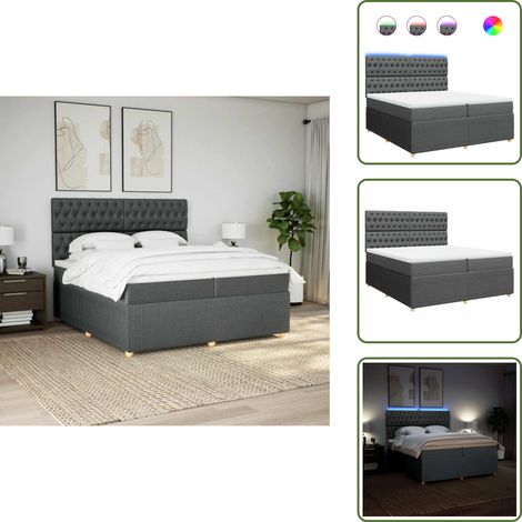 Sommier à lattes de lit avec matelas Gris foncé 200x200cm Tissu - Sommier À Lattes De Lit - Sommiers À Lattes De Lit - Lit - Meuble De Chambre À Coucher (1/5)