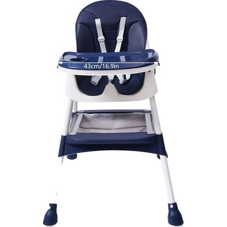 Chaise haute, hauteur réglable, double plateau, Bleu foncé (1/2)