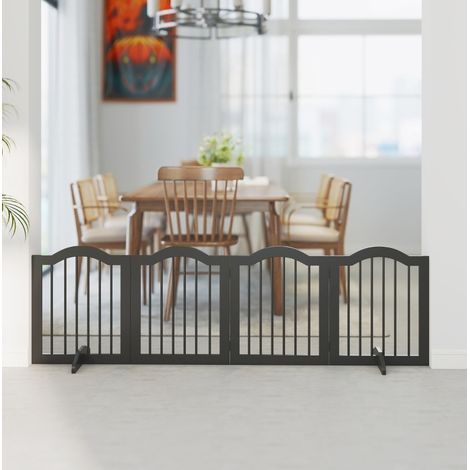 Freistehendes, faltbares Hundeschutzgitter mit 4 Paneelen 208 x 29,5 x 61 cm, schwarz OKMYHOME (1/5)