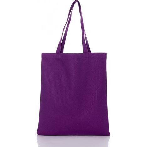 Bolso de lona sencillo, ligero y reutilizable, de mezcla de poliéster y algodón, 34 x 40 cm, color morado. (1/5)