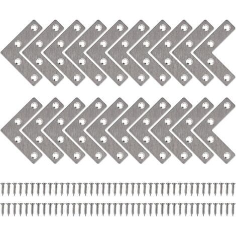 Equerre de Fixation Plats Droits Support en forme de L Metalliques Equerres avec Vis pour Bois Meubles Placard Réparation Support 50  50mm 20 Pièces