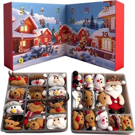 Calendrier de l Avent de Noël - 24 Jours Jouet en Peluche Noël Compteur Décoration Mignonne pour Collection Célébration Saisonnière Fête Exposition (1/5)