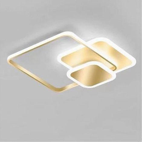 TrAdE Shop Traesio - Plafoniera Luce Fredda Led Quadrata 50 W Lampadario A Soffitto Oro Moderno 50088 - (1/5)