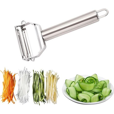Brosse nettoyante pour fruits et légumes en acier inoxydable argenté 18 x 6,8 cm, nettoyeur alimentaire pour la cuisine (1/5)