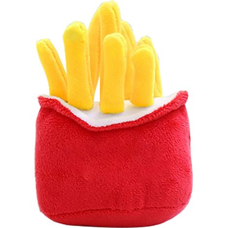Plüschiges Kauspielzeug in Form von Pommes frites für Welpen, bissfest und ideal zur Linderung von Langeweile und Zähneknirschen. (1/5)