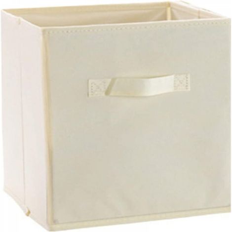 Boîte de rangement pliable en tissu beige, 33 cm de large x 33 cm de long x 33 cm de haut, sans couvercle, type tiroir, 1 pièce (1/5)