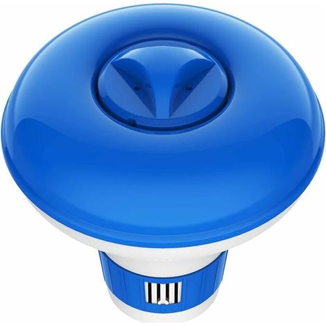 Green Mobility-Distributeur Flottant de Chlore, Diffuseurs pour Piscine, Diamètre 12cm/5pouces Doseur Flottant Réglable, Accessoires de Piscine pour Spa Jacuzzi Intérieur Extérieur, Bleu + Blanc (1/5)