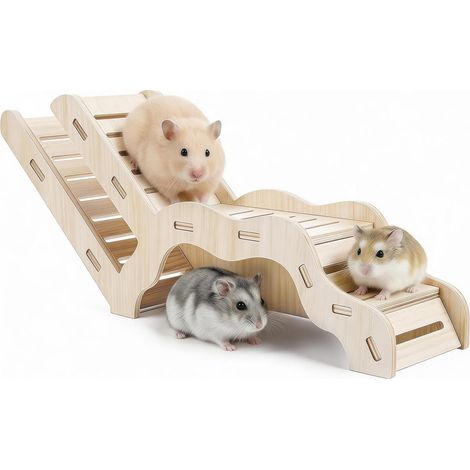 Wooden Hamster Tunnel 32 cm Platform Stairs for Small Rodents (1/5)