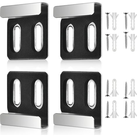4 Pieces Wall Mirror Mount, Double Hole Wall Mirror Brackets, Silver Wall Mount for Mirror, with 8 Screws and 8 Expansion Plugs, for Mirrors 4 to 6 mm Thick (1/5)