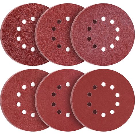 60 Disques de Ponçage 225mm – Assortiment Grain 40/60/80/120/240/320, Abrasif 10 Trous pour Ponceuse Girafe