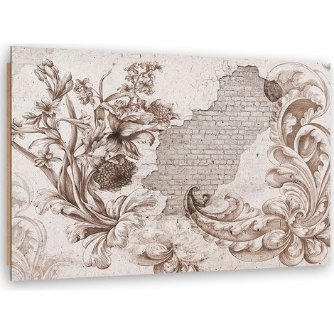 Quadro deco panel, Affresco vegetale su intonaco che cade - 120x80 (1/5)