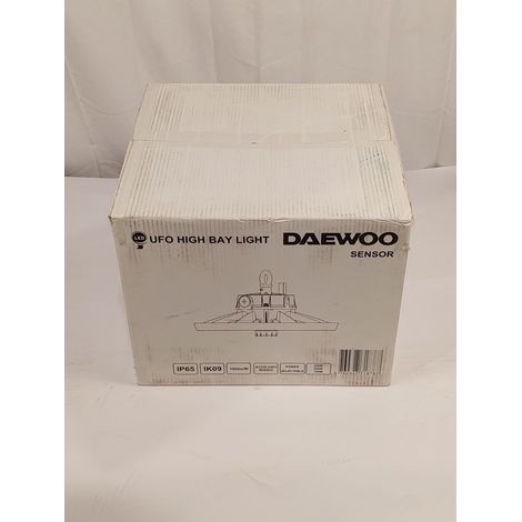 Daewoo – Lot de 6 projecteurs LED UFO 250W – Efficacité 185 lm/W – IP65 étanche – Puissance réglable avec capteurs et télécommande (1/3)