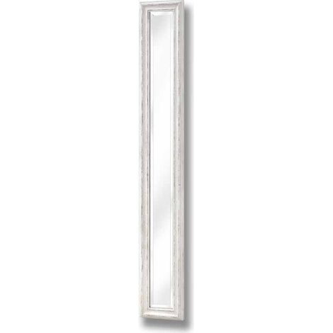 Antique Frame Narrow Wall Mirror - Glass/Resin - L2 x W19 x H135 cm - White