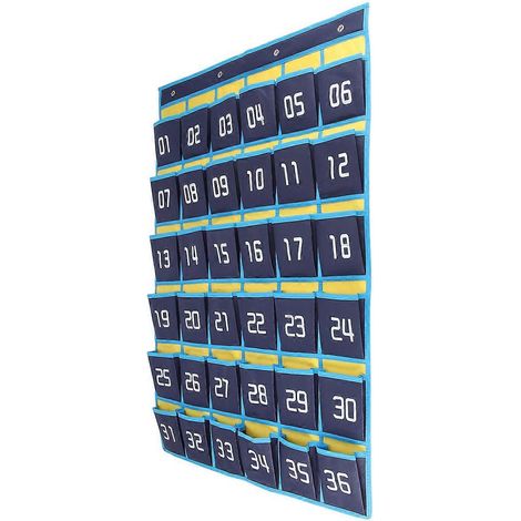Organiseur suspendu pour téléphone portable avec 36 pochettes numérotées, idéal pour la salle de classe.