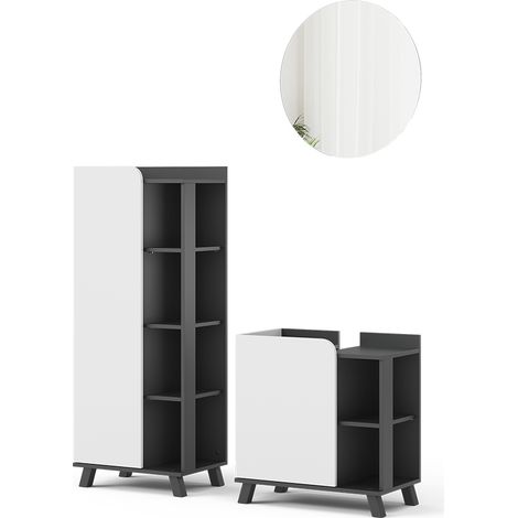 Meubles bain Karen, Anthracite/blanc, 3 pièces, Vicco