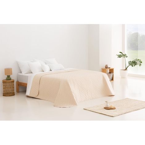 Todocama – Copriletto trapuntato sottile con motivo a stella per primavera, estate, autunno e inverno. 100% microfibra extra morbida. Copre letto multiuso. Letto da 105 a 200 x 260 cm, beige