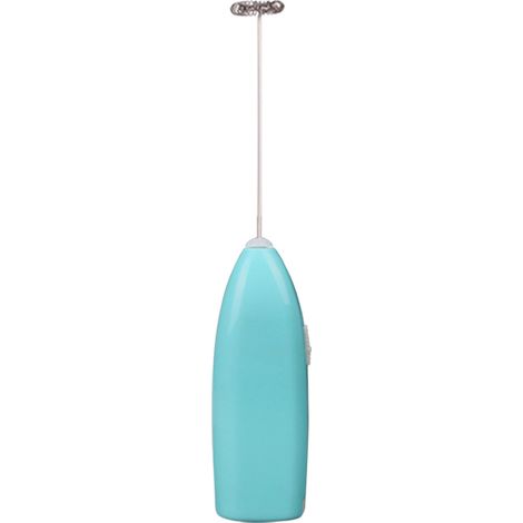 Fouet électrique à café, mousseur à lait portable en acier inoxydable, batteur à œufs pour la cuisine. Bleu.