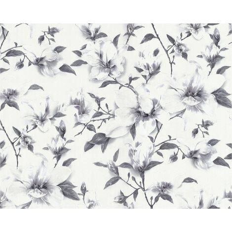 Flowers wallcovering wall EDEM 9080-20 non-woven wallpaper embossed with floral ornaments shimmering white grey silver 10.65 m2 (114 ft2) (1/5)