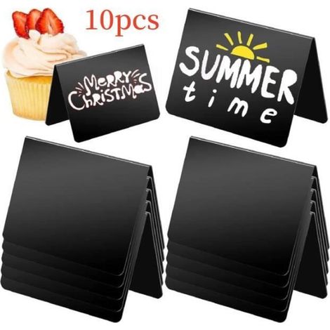 Marque place - Noname - Mini tableau noir inscriptible - 10 pièces - PVC - Réutilisables (1/4)