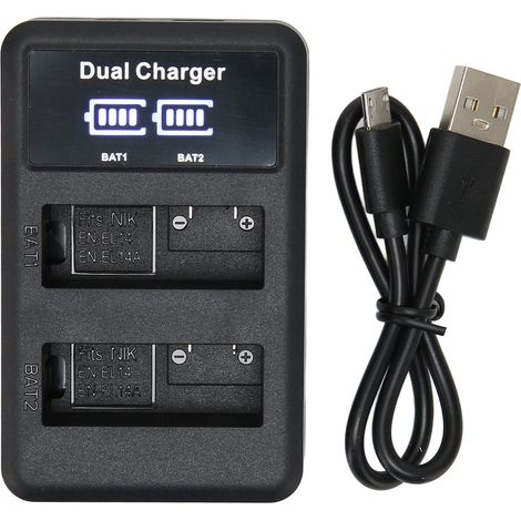 Chargeur USB pour batterie EN-EL14 / EN-EL14A compatible D3300 D3400 D3500 D5300 D5600 D3200 D5200 D3100 appareil photo (1/5)