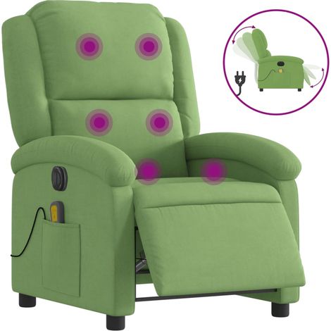 vidaXL Poltrona Massaggiante Reclinante Elettrica Verde Chiaro Velluto
