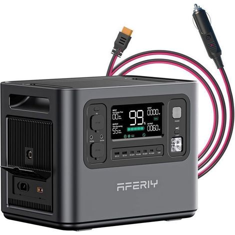 Tragbare Stromstation - AFERIY - 2400W 2048Wh - LiFePO4-Batterie - Schnellladung 1,7h - 13 Anschlüsse, USV