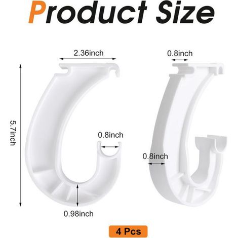 4 Supports de tringle, Plastique, Blanc, Robuste, Pour penderie (1/5)