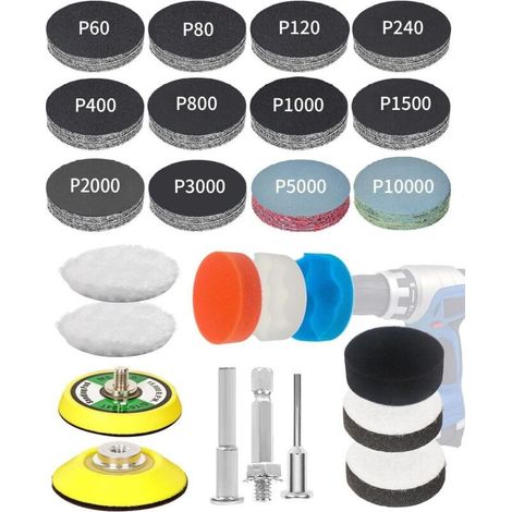 Kit polacco Antinebbia per Auto 193 Pezzi, 50mm Dischi Abrasivi Pad Kit di Lucidatura, Levigatura Carta Carrozzeria Grano 60-10000 (1/5)