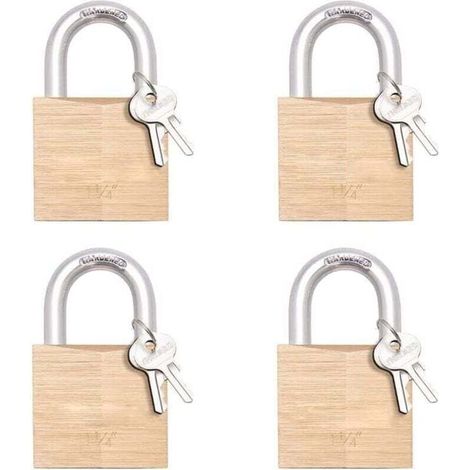 Pack of 4 30mm Solid Brass Keyed Alike Padlocks for Sheds and Gym Lockers (1/4)