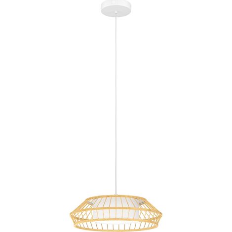 EGLO connect.z Smart-Home LED Pendelleuchte Yuku-Z, Hängelampe aus Metall und Textil in weiß, Bambus Holz, ZigBee, App und Sprachsteuerung Alexa, warmweiß-kaltweiß, RGB, dimmbar (1/5)